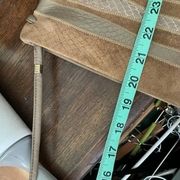 Vintage Mimo Sacs Tan Brown Patchwork Genuine Leather 80s Bag - Picture 9 of 10